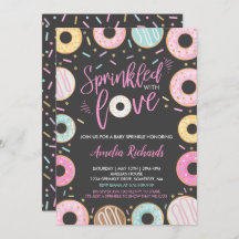 Convite de Donut Baby Sprinkle Espalhado Com Amor