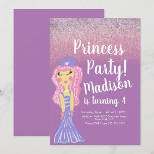 Convite de Doodle para Festa de Princesa Fofa