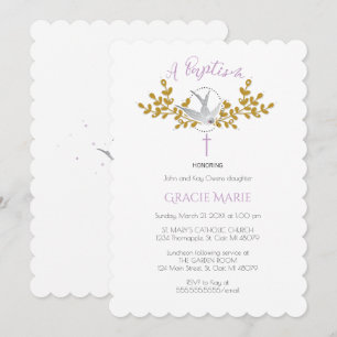 Convite de Dove e Cross Baptism {Girl}
