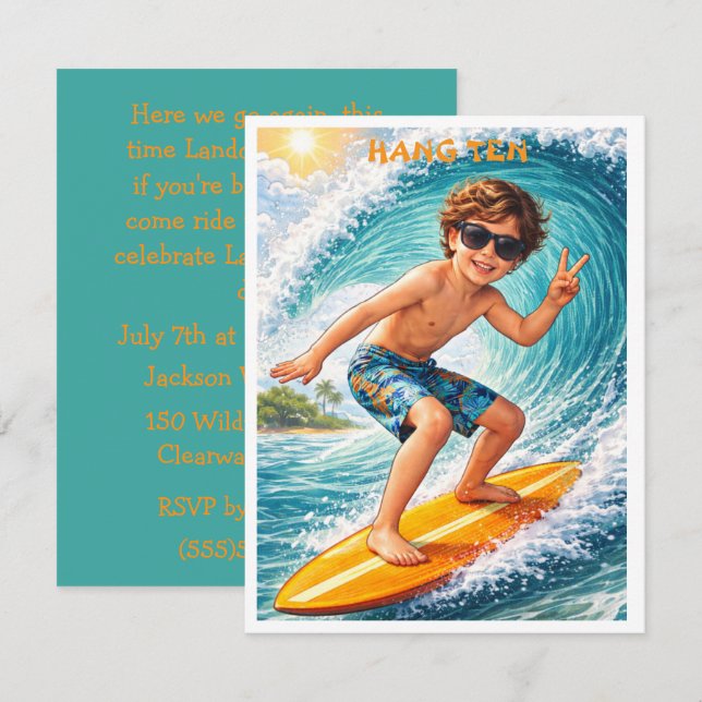 Convite de Download Digital Festa de Surf para Men (Frente/Verso)