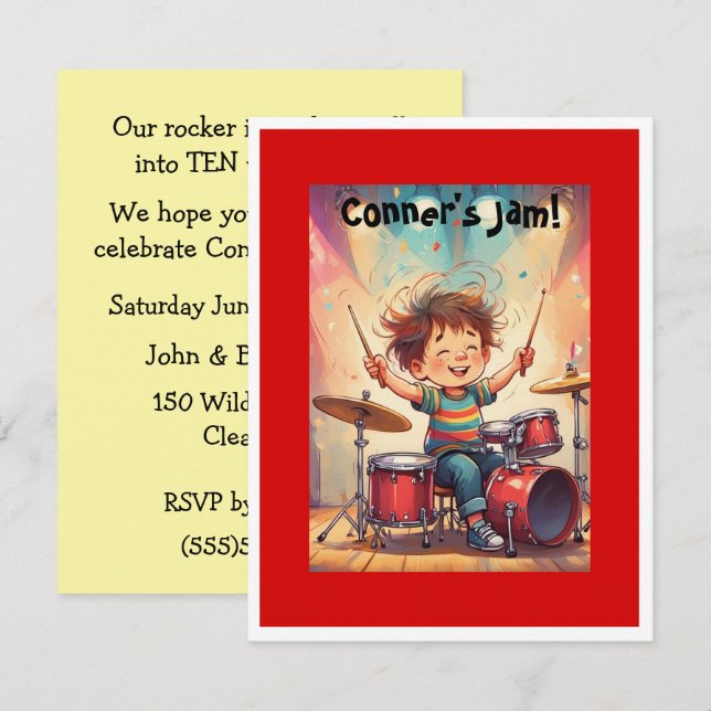 Convite de Download Digital Little Rock Star Party (Frente/Verso)
