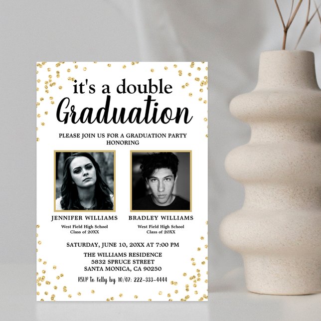 Convite de Dupla Formatura com Duas Fotos de Gradu (Criador carregado)