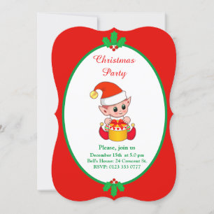 Convite de Elfo de Natal Fofo