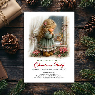 Convite de Encontro de Natal Menina Fofa de Invern