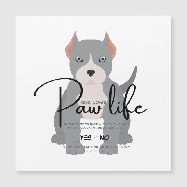 Convite de encontro para brincar Pit bull paw life (Frente)