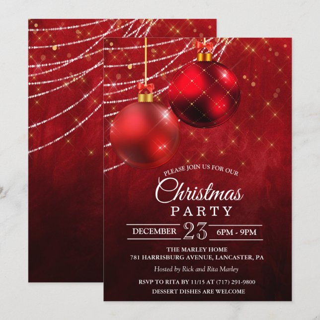 Convite de Enfeite de Natal (Frente/Verso)