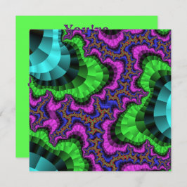 Convite de Engrenagem Verde Roxo Personalizado