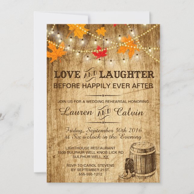 Convite de ensaio para um casamento no campo no ou (Frente)