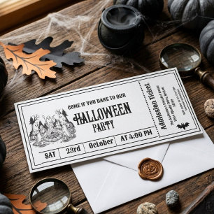 Convite de Esqueleto Gótico para Festa de Hallowee