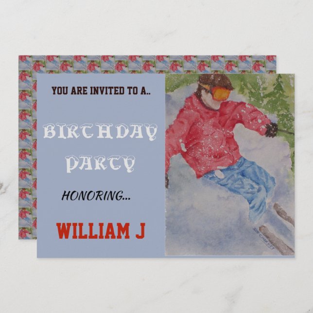 CONVITE DE ESQUI DOWNHILL (Frente/Verso)