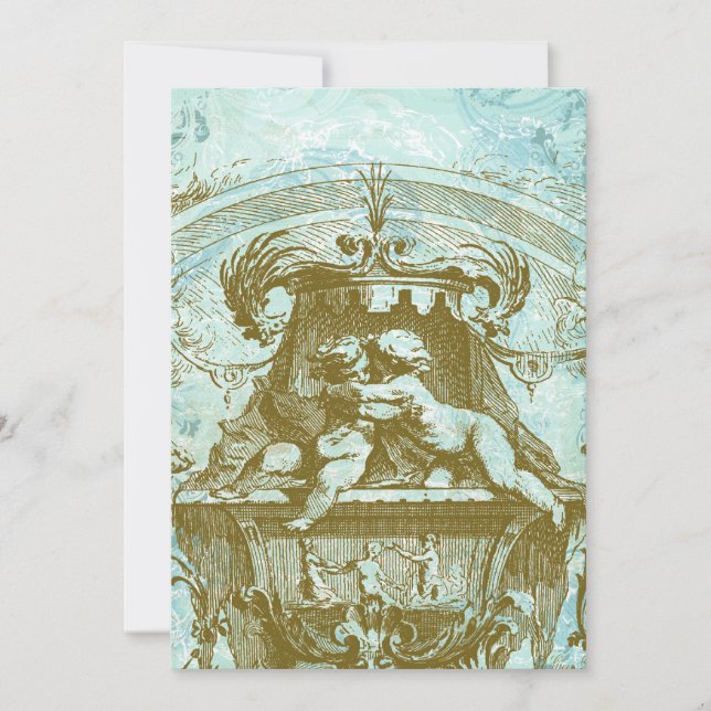 Convite de Estilo Antigo Anjos Querubim (Frente)