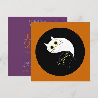 CONVITE DE ESTUDO YOGA DAY - Cartão de gato engraç