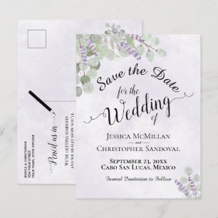 Convite de Eucalipto e Lavanda Roxo para Casamento