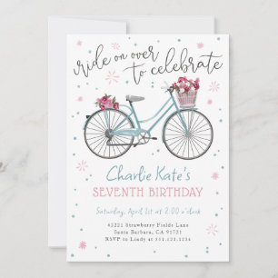 Convite de Evento de Aniversário de Flores de Bici