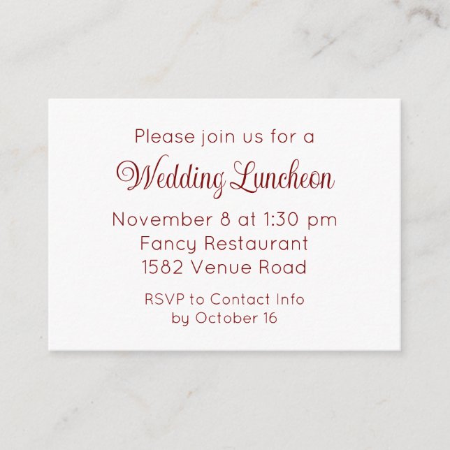 Convite de Evento de Casamento em Script Vermelho  (Frente)