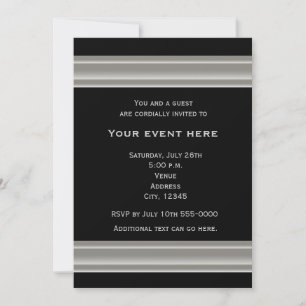 Convite de Evento de Festa Elegante Preto e Prata