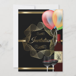 Convite de Evento de Festa Preto e Dourado Elegant