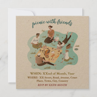 Convite de Evento de Ilustração de Picnic com Amig