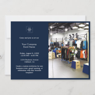 Convite de Evento de Logo de Foto Corporativa Azul