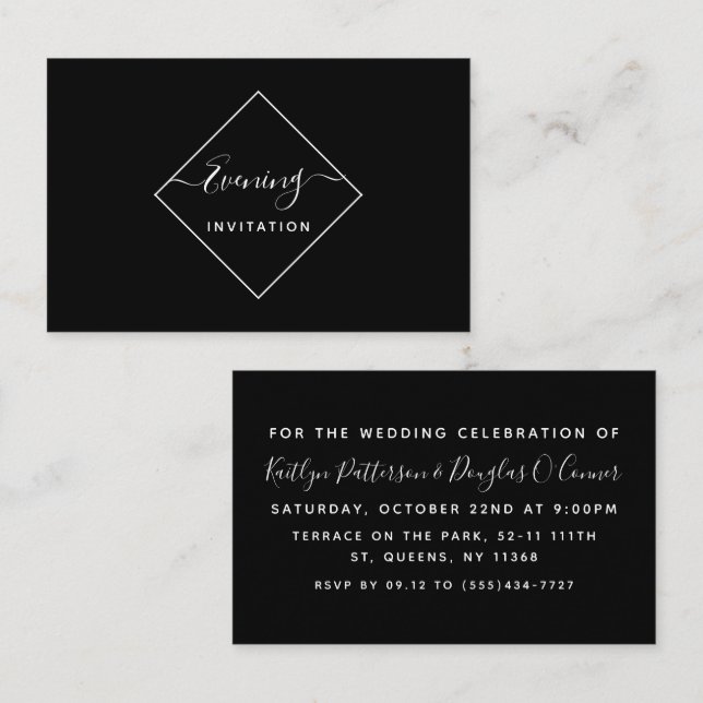 Convite de Evento de Noite de Diamante Preto e Bra (Frente/Verso)