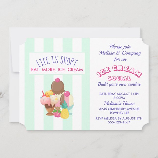 Convite de Evento de Parte Social do sorvete (Frente)
