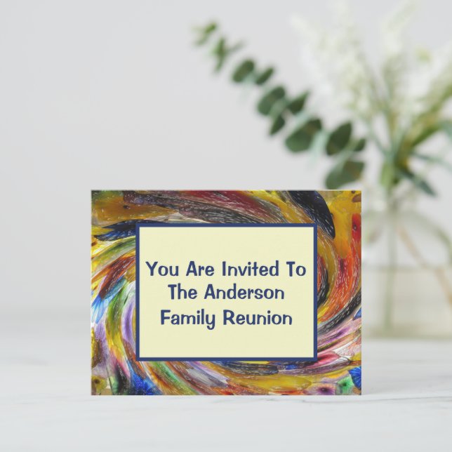 Convite de Evento de Reunião Familiar com Tie Dye  (Em pé/Frente)