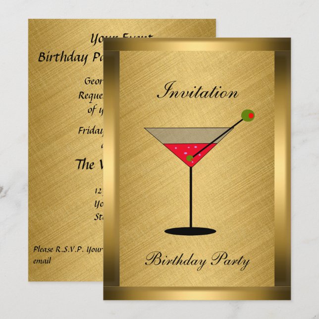 Convite de Evento Elegante em Dourado (Frente/Verso)