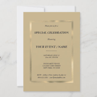 Convite de Evento Especial marrom claro dourado el