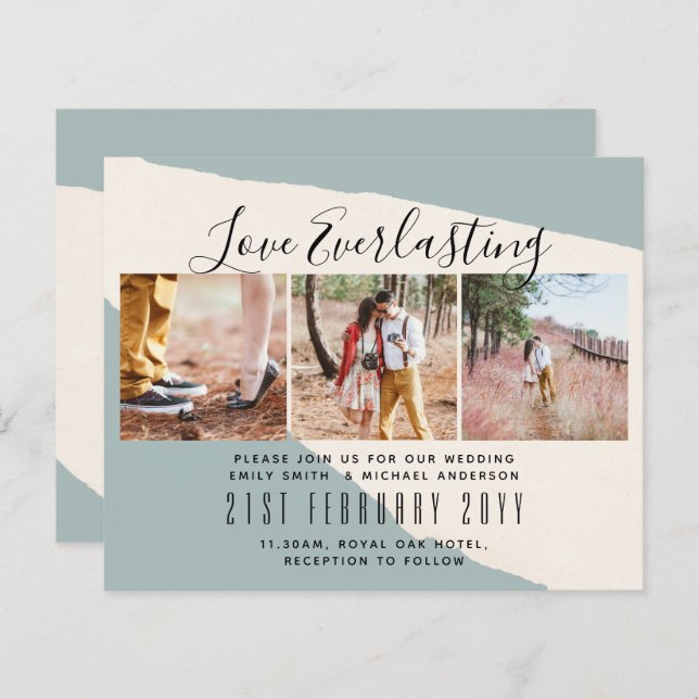 Convite de Everduradouro para evento de casamento  (Frente/Verso)