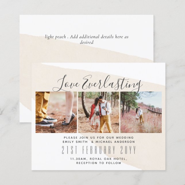 Convite de Everduradouro para evento de casamento  (Frente/Verso)