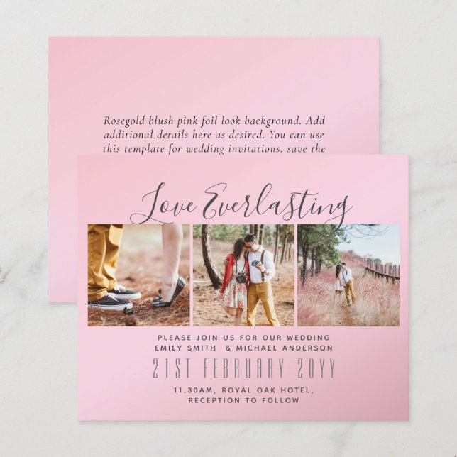 Convite de Everduradouro para evento de casamento  (Frente/Verso)