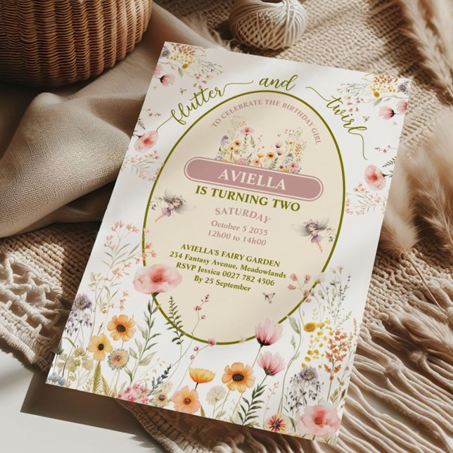 Convite de fantasia para meninas com flores silves (Criador carregado)