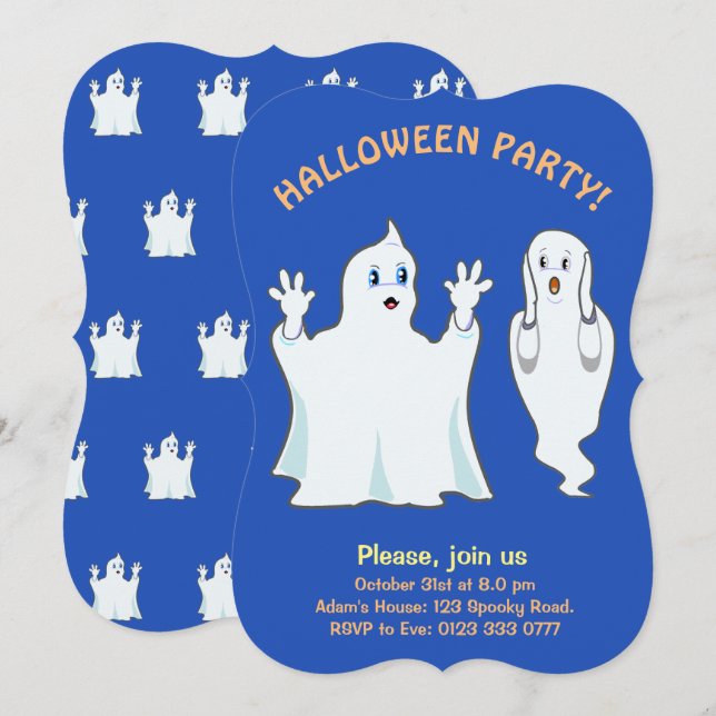 Convite de Fantasma de Halloween (Frente/Verso)