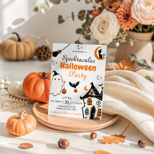 Convite de Fantasma Fofo para Festa de Halloween E
