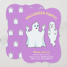 Convite de Fantasmas de Halloween em Violeta