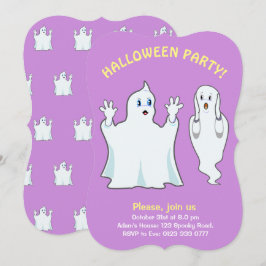 Convite de Fantasmas de Halloween em Violeta