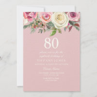 Convite de Feltro para 80º Aniversário Flor de Ros