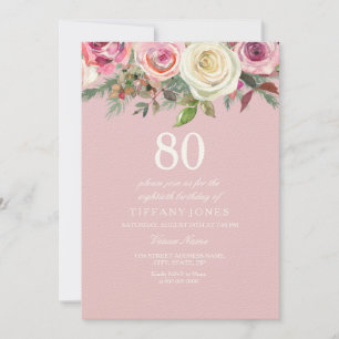 Convite de Feltro para 80º Aniversário Flor de Ros