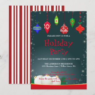 Convite de Feriado com Enfeites de Natal