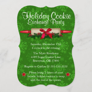 Convite de Feriado de Troca de Cookie de Pino de R