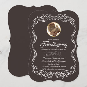 Convite de Feriado do Peru Vintage Friendsgiving