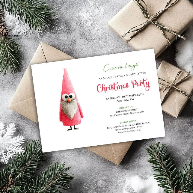 Convite de férias clássico e excêntrico do Papai N (Classic quirky pink santa holiday invitation

)