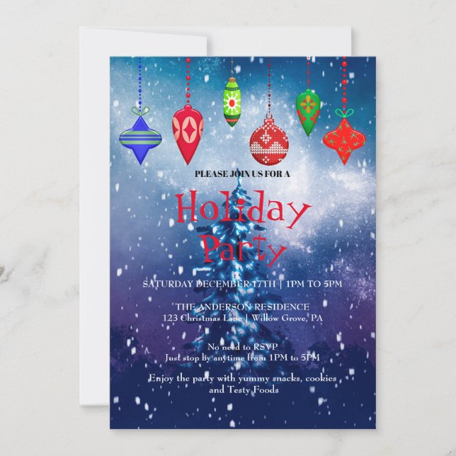 Convite de Férias com Enfeites de Natal (Frente)