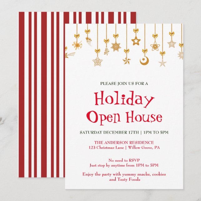 Convite de Férias com Enfeites de natal (Frente/Verso)