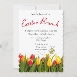 Convite de Férias de Brunch de Páscoa com Tulipas 