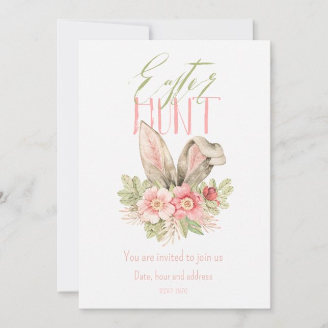 Convite de férias de caça a Páscoas planas (Frente)