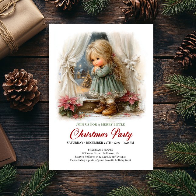 Convite de Férias de Inverno Cena de Férias de Men (Winter Holiday Invitation Cute Girl Holiday Scene)