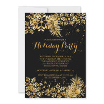 Convite de Férias de Neve Dourada Elegante