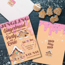 Convite de Férias de Pão de Mel Tilintante Rosa