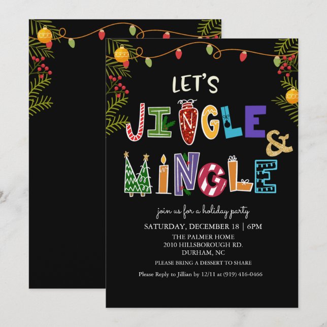 Convite de Férias Jingle and Mingle (Frente/Verso)